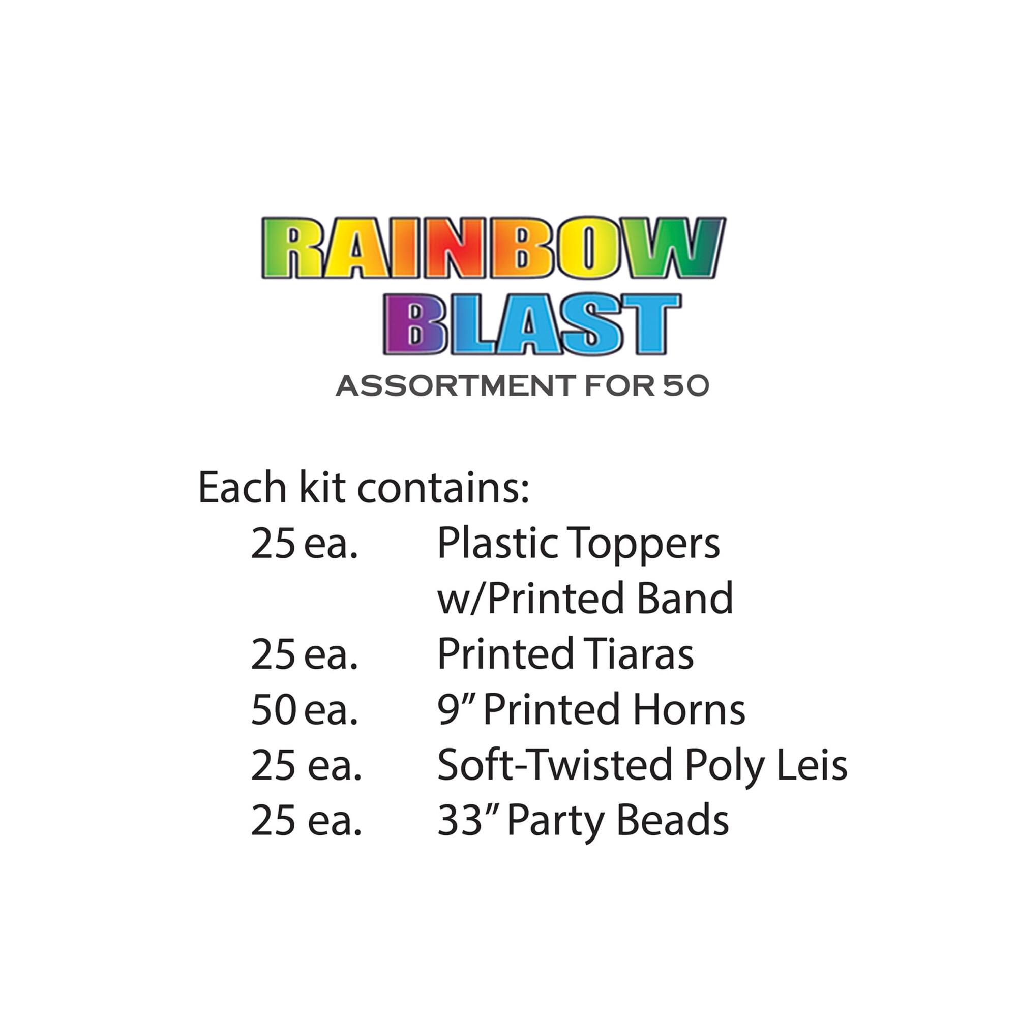 Beistle New Year Rainbow Blast Party Favor Kit for 50